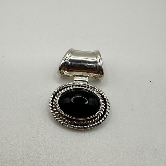 Stunning Sterling Silver TAXCO Black Onyx cabochon, pendant/slide! - Picture 9 of 10